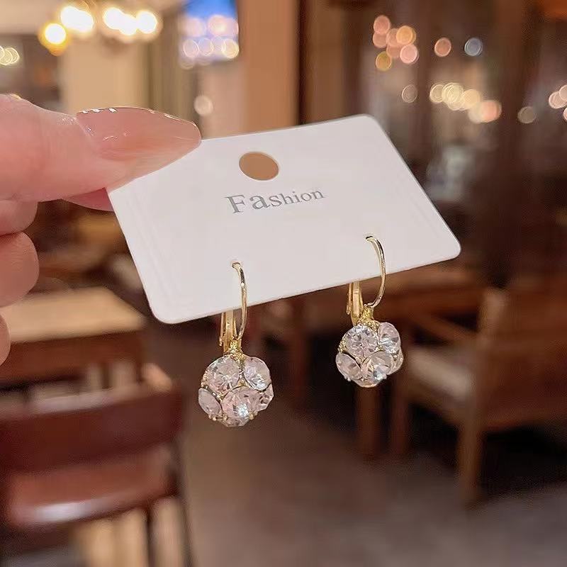 South Korea Retro Color Circle Crystal Earrings