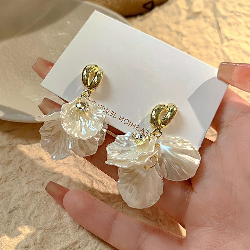 French elegant flower tassel earrings