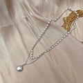 Chain pearl necklace - Silver