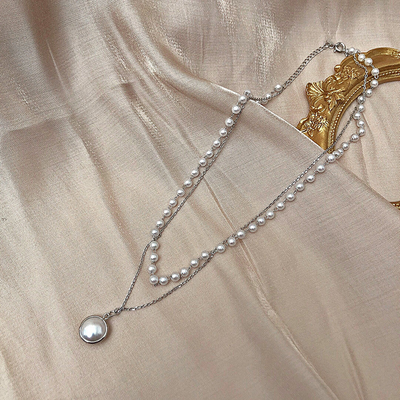 Chain pearl necklace - Silver