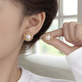 Japanese and Korean Accessible Luxury Flower Pearl Earrings